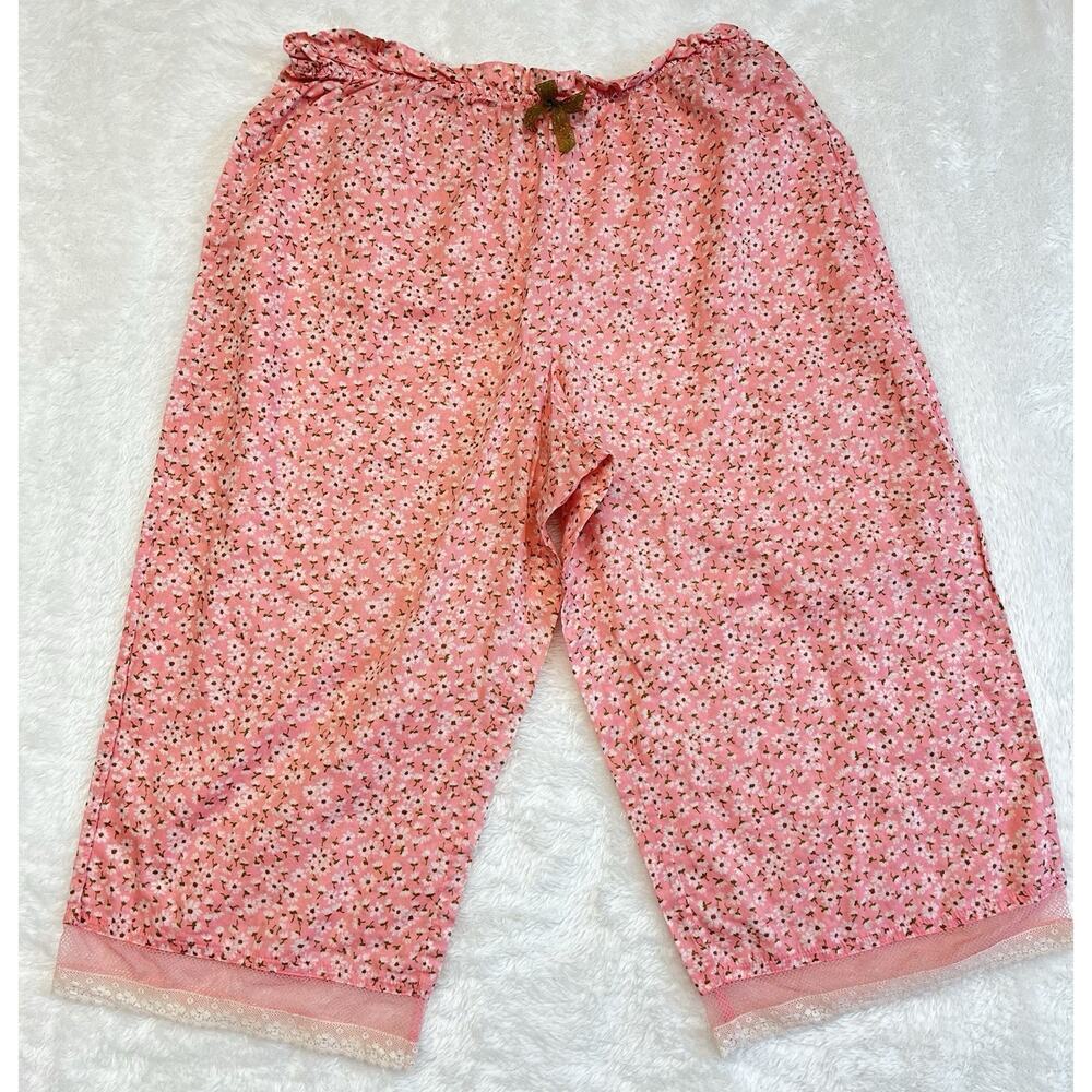 Victorias Secret Y2K Pajama Set Sz M Pink Ditsy Floral Babydoll Tank Capri Pant - Picture 8 of 15